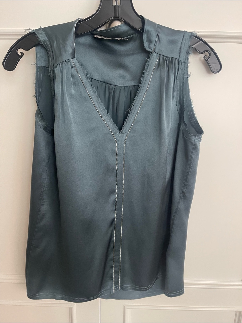 Go by GoSilk Sleeveless Silk Top - Size XS - Slate Blue/Green